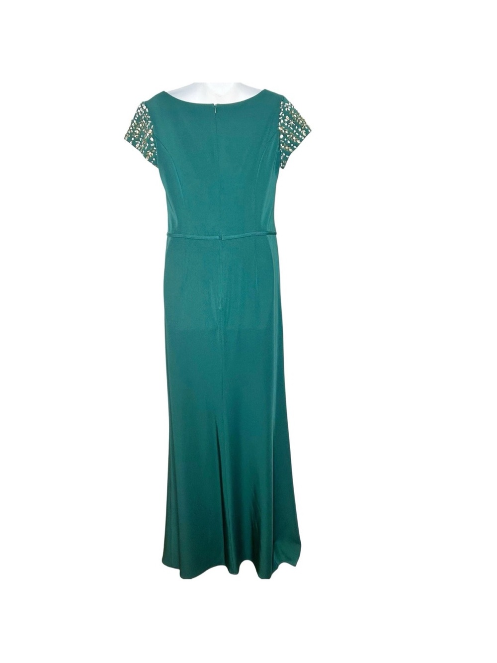 MacDuggal 🌹Emerald Beaded Cap-Sleeve Evening Gown - Picture 6 of 16